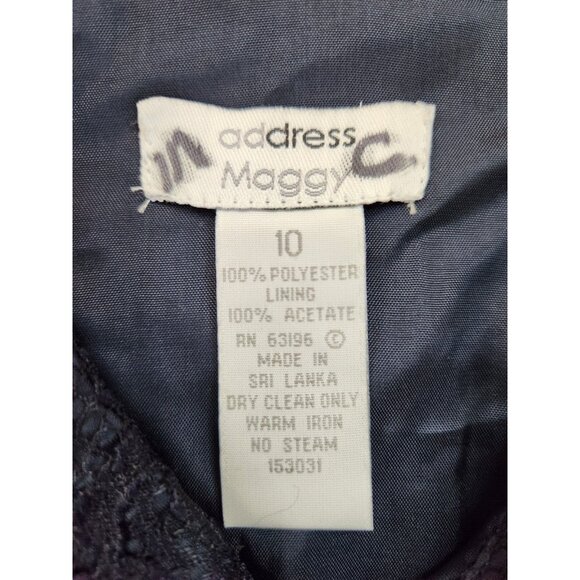 Address Maggy Blazer Jacket Women 10 Navy Lace 3/4 Sleeve Button up Lined Floral - Picture 5 of 9